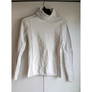 Leo & Nicale Women's White Long Sleeve Turtle Neck Cotton Tee Top Size M